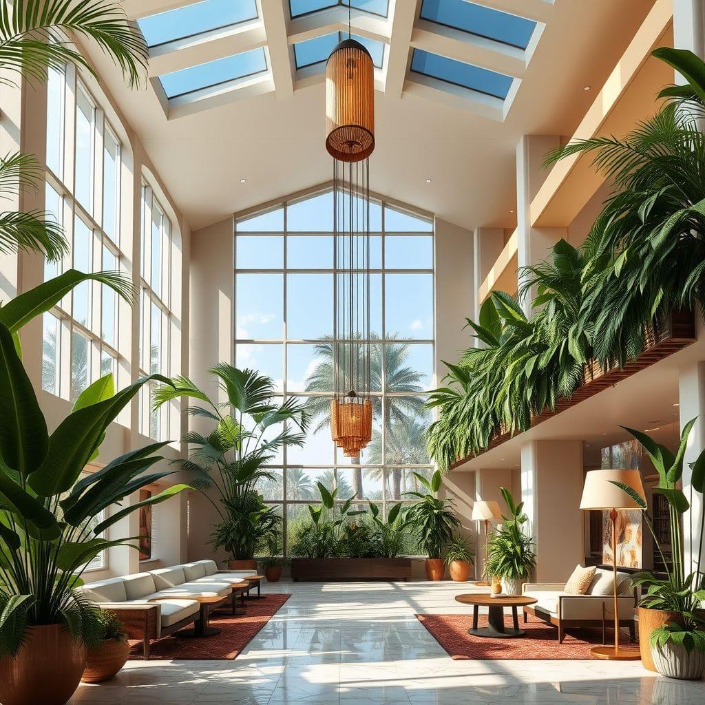 Tropical hotel lobby - AI Generated