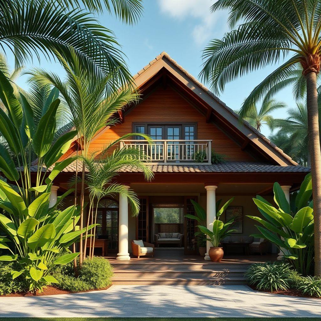 Tropical house exterior - AI Generated