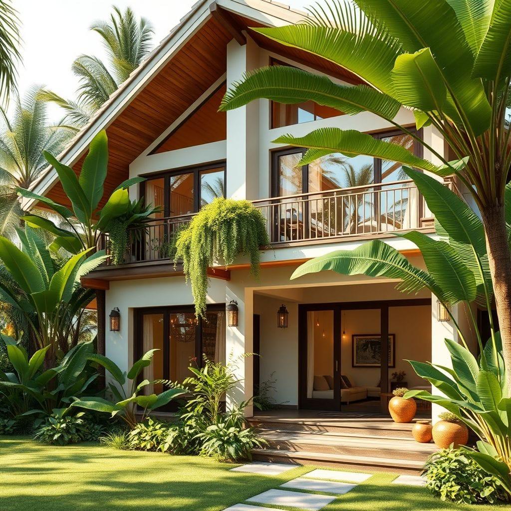 Tropical house exterior - AI Generated