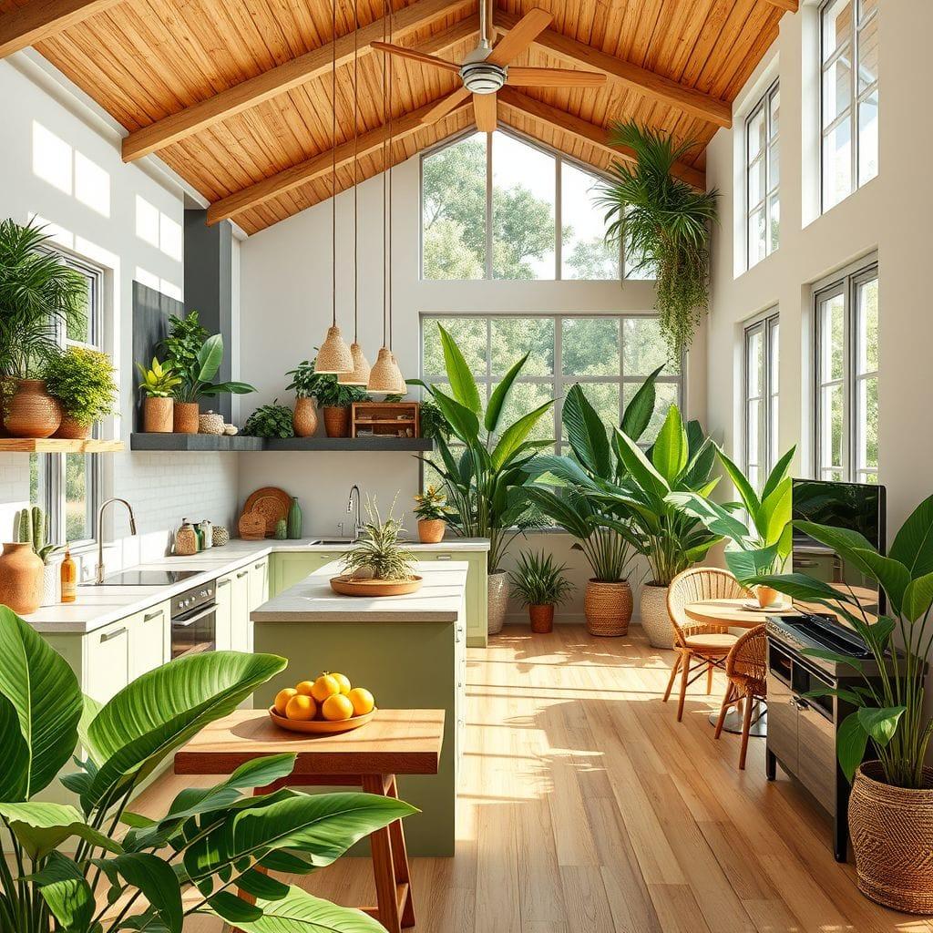 Tropical kitchen living combo - AI Generated
