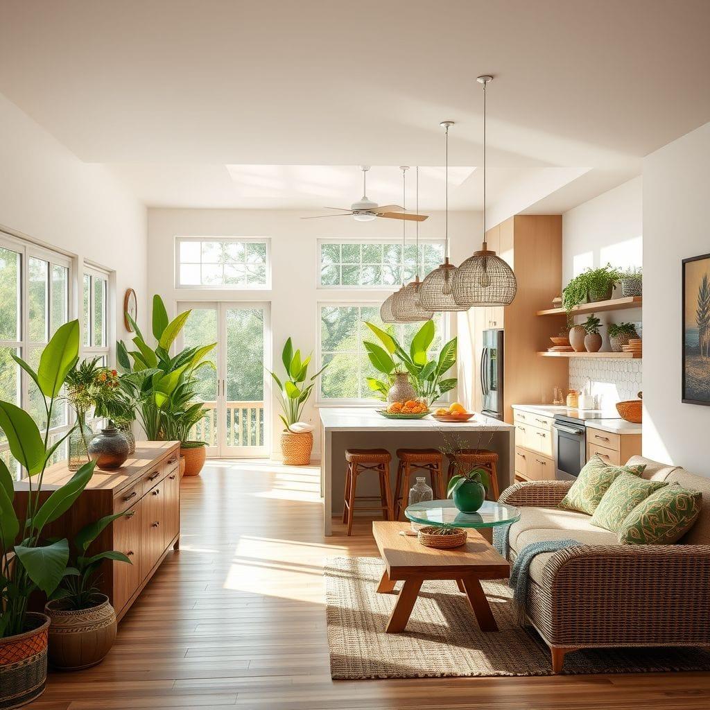 Tropical kitchen living combo - AI Generated