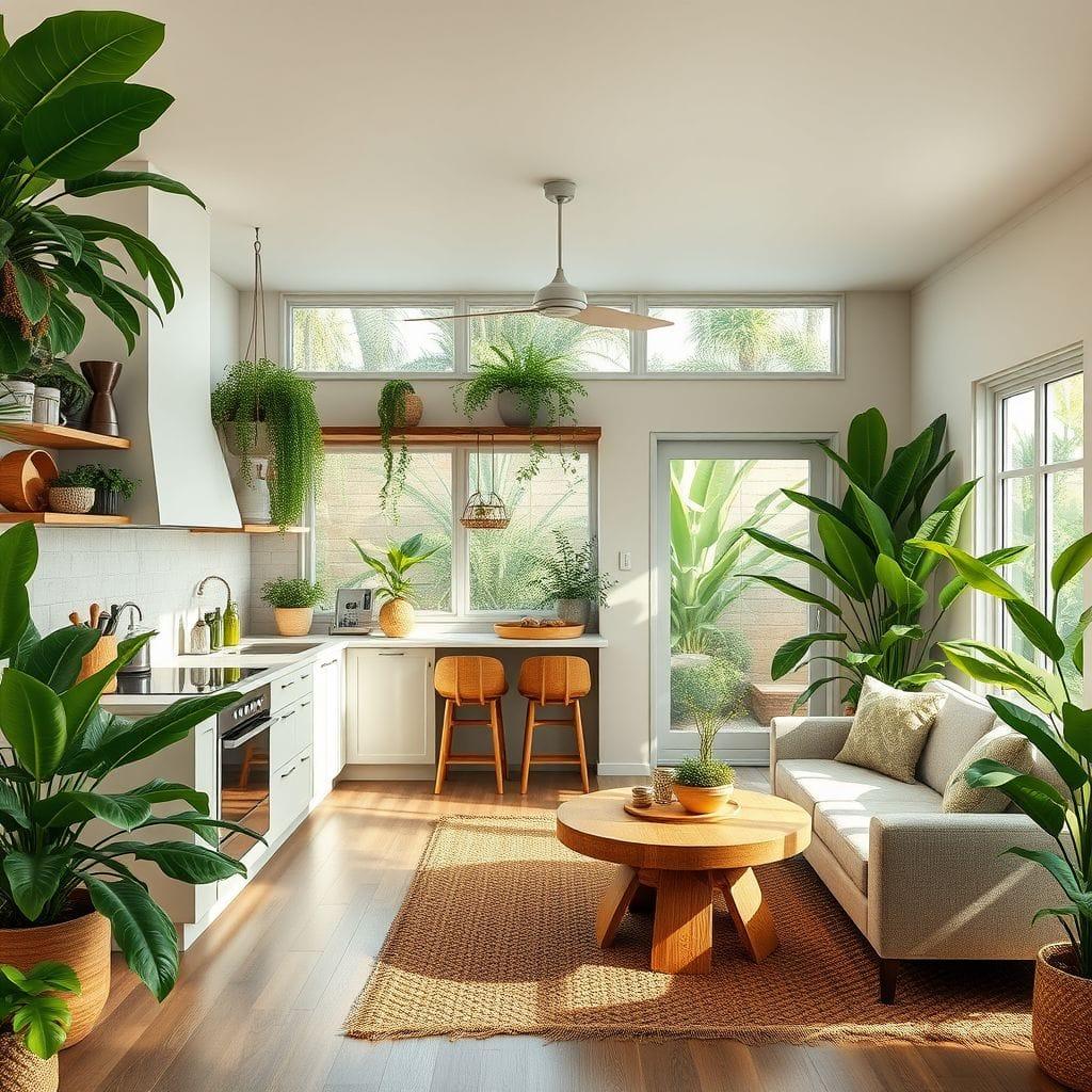 Tropical kitchen living combo - AI Generated