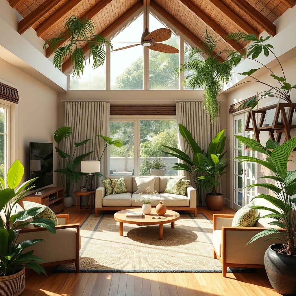 Tropical living room - AI Generated