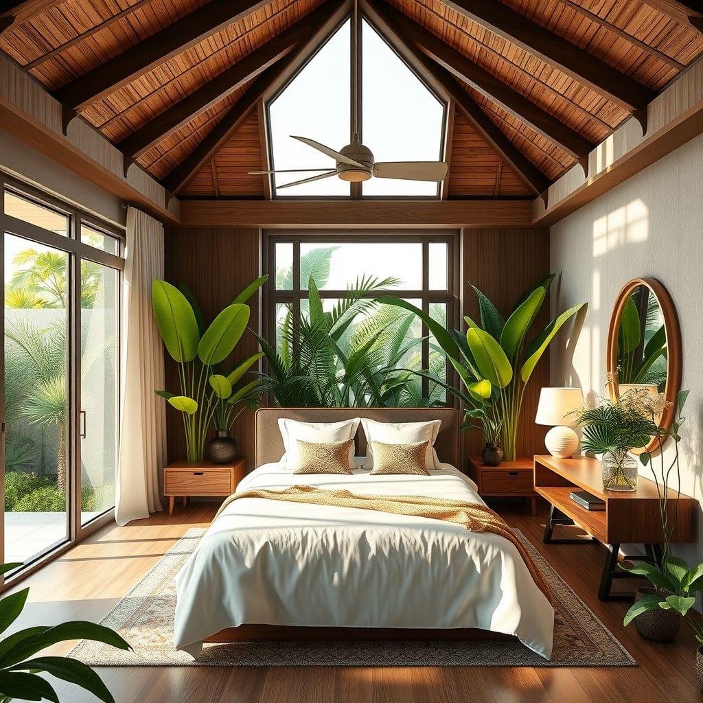 Tropical master bedroom - AI Generated