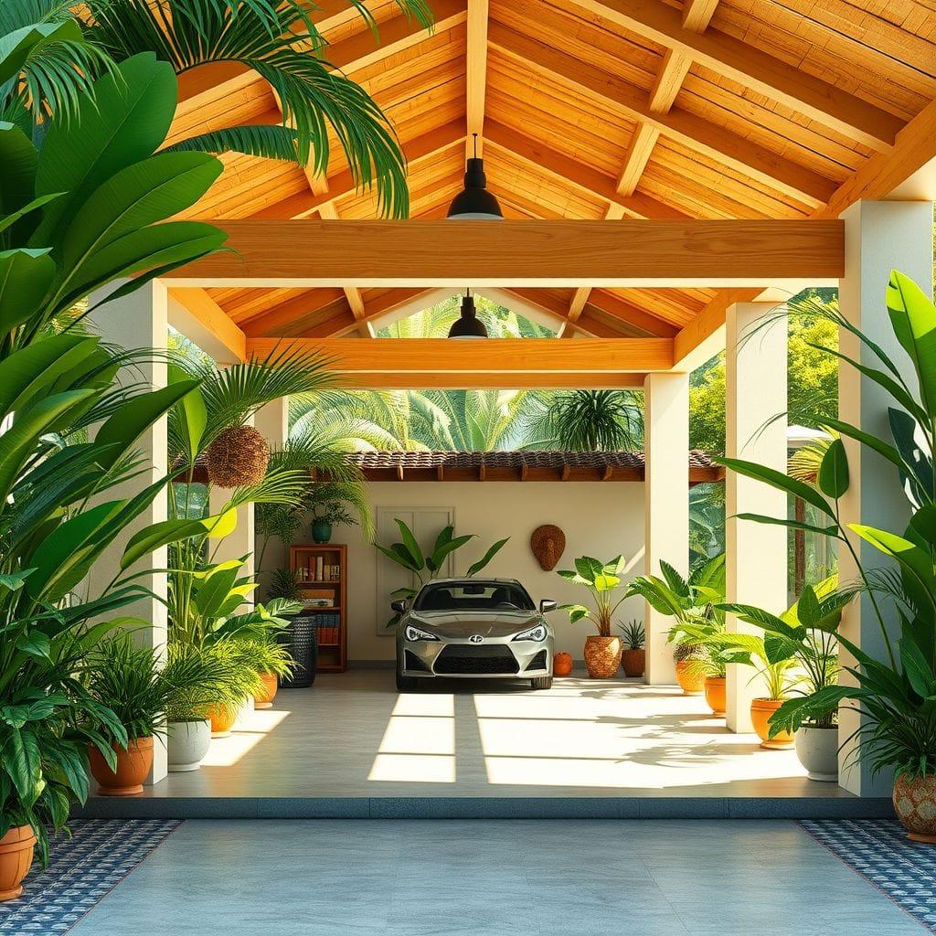Tropical outdoor garage - AI Generated