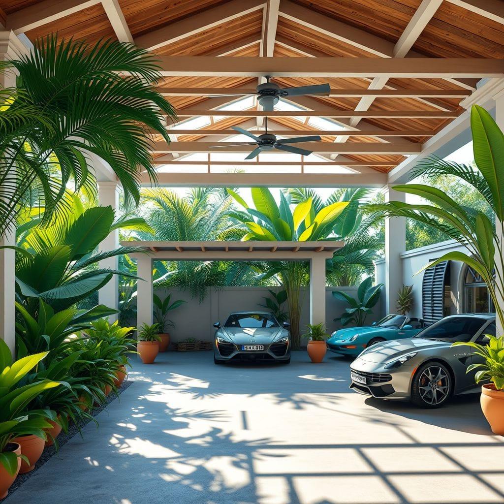 Tropical outdoor garage - AI Generated