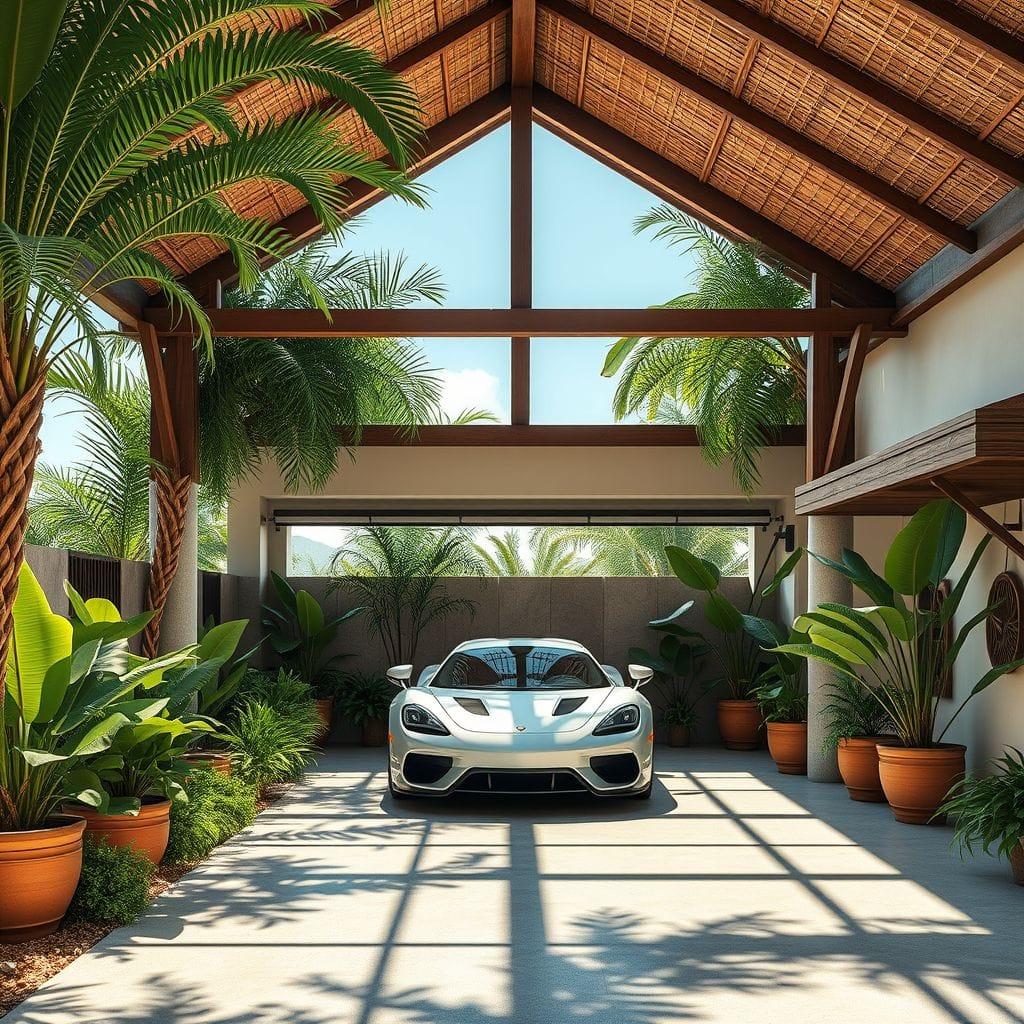 Tropical outdoor garage - AI Generated