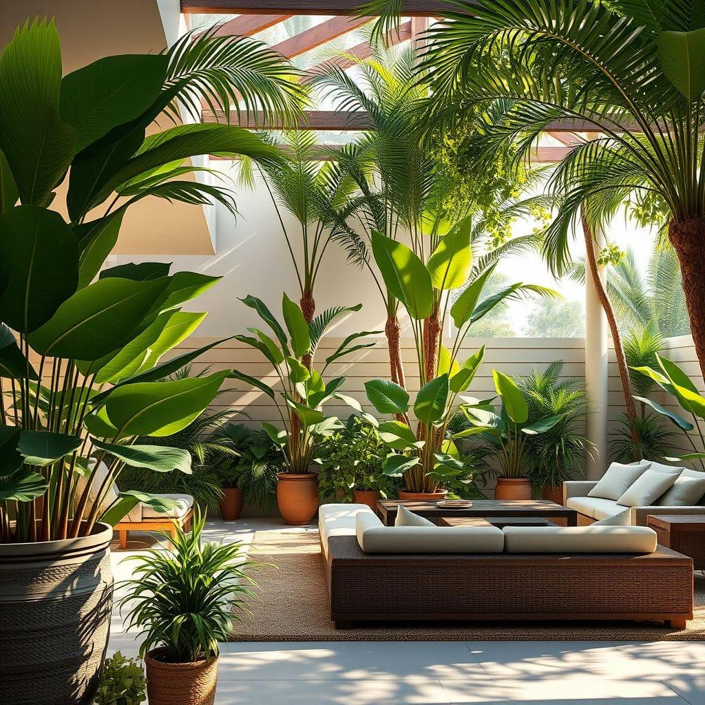 Tropical outdoor garden - AI Generated