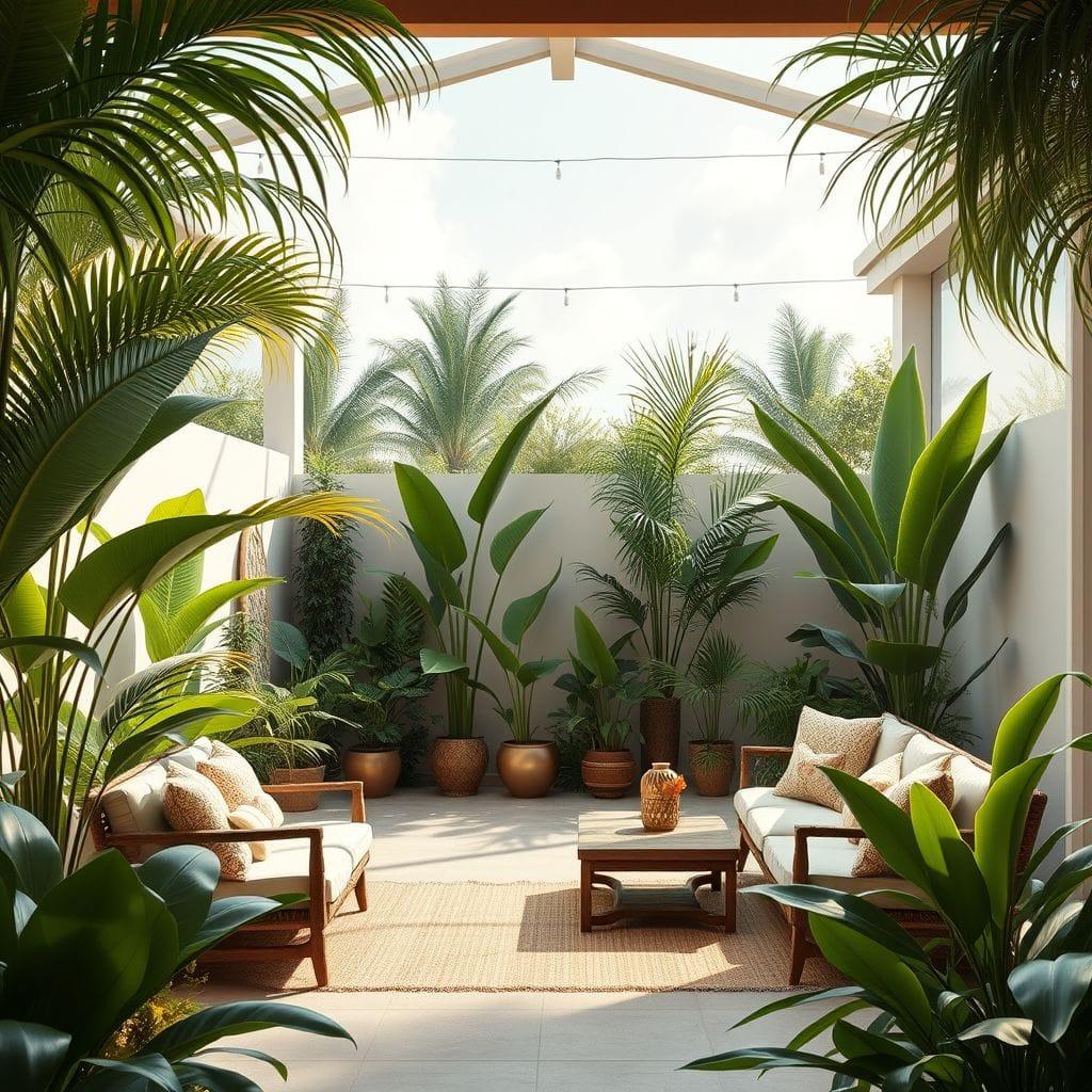 Tropical outdoor garden - AI Generated