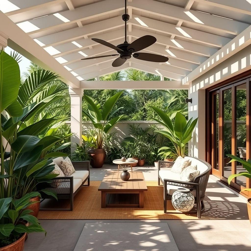 Tropical outdoor patio - AI Generated