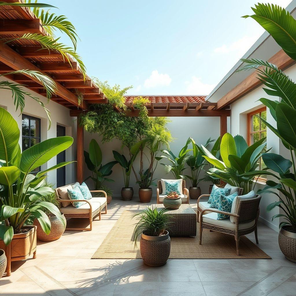 Tropical outdoor patio - AI Generated