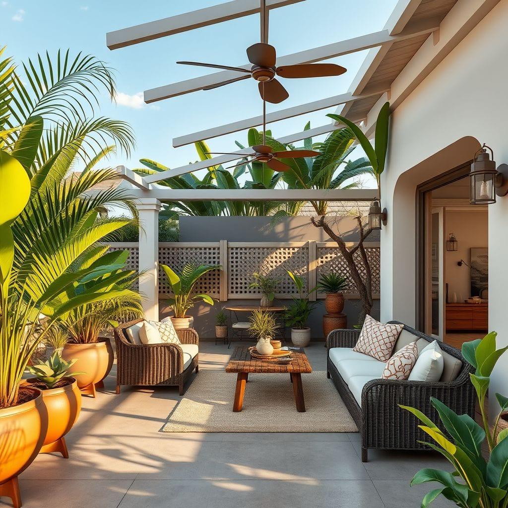 Tropical outdoor patio - AI Generated