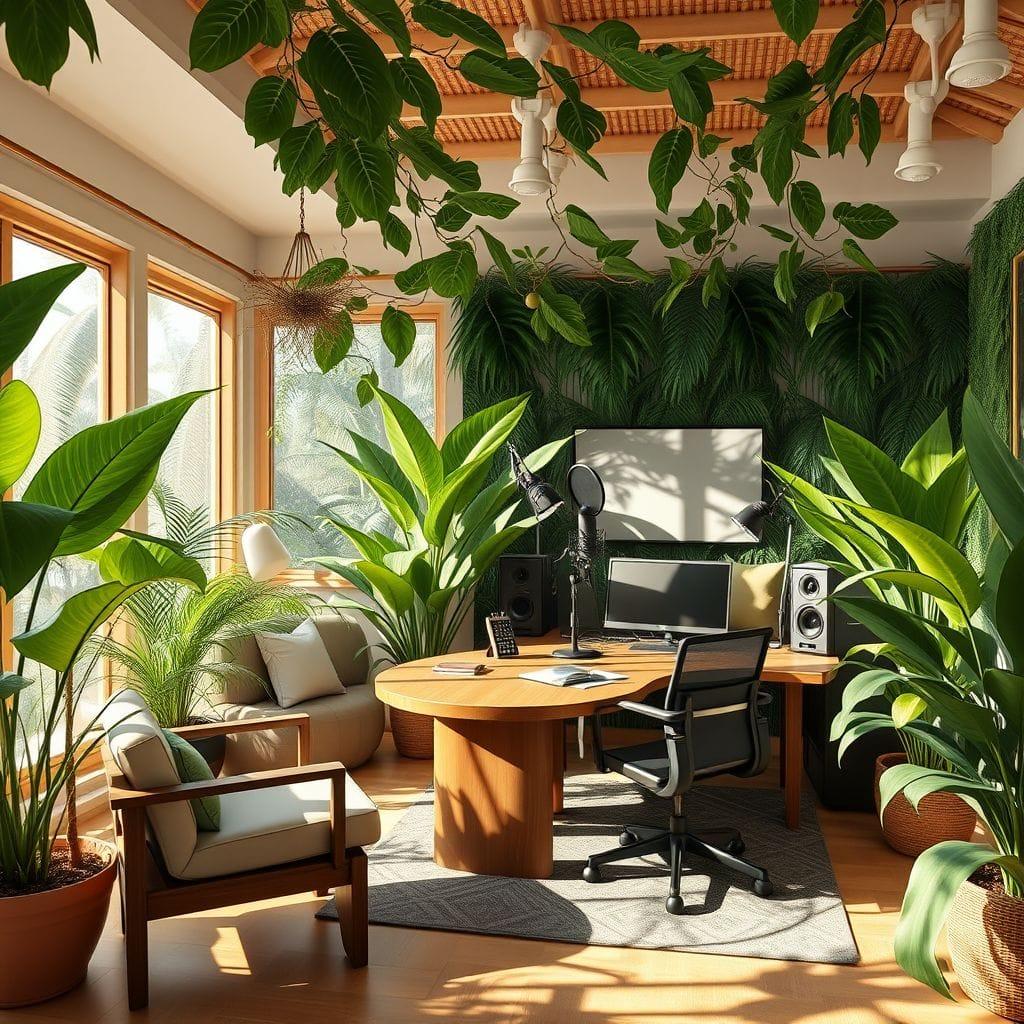 Tropical podcast studio - AI Generated