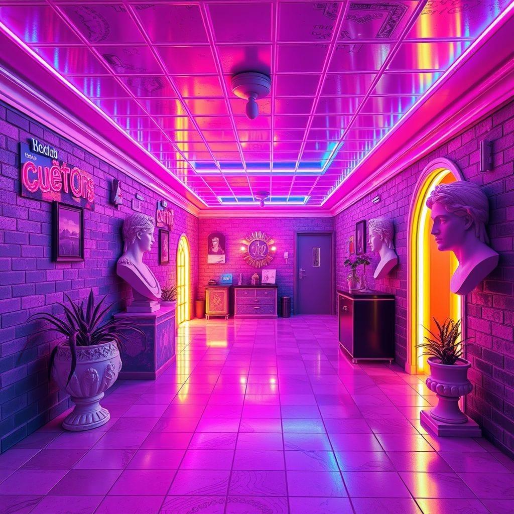 Vaporwave basement - AI Generated
