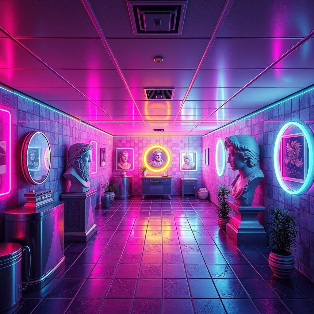Vaporwave basement - AI Generated