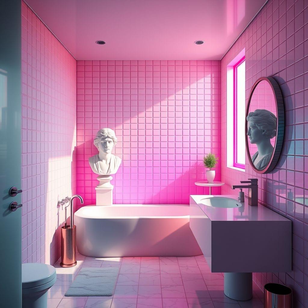 Vaporwave bathroom - AI Generated