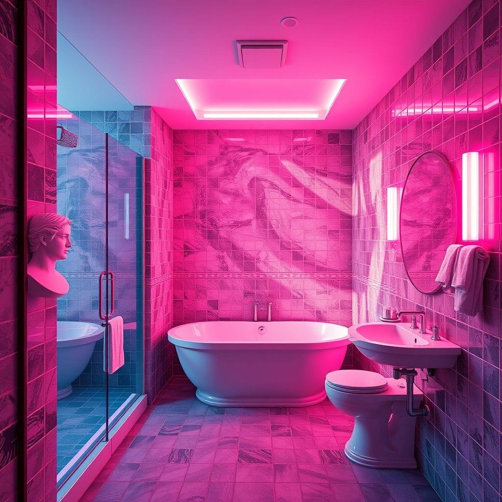 Vaporwave bathroom - AI Generated