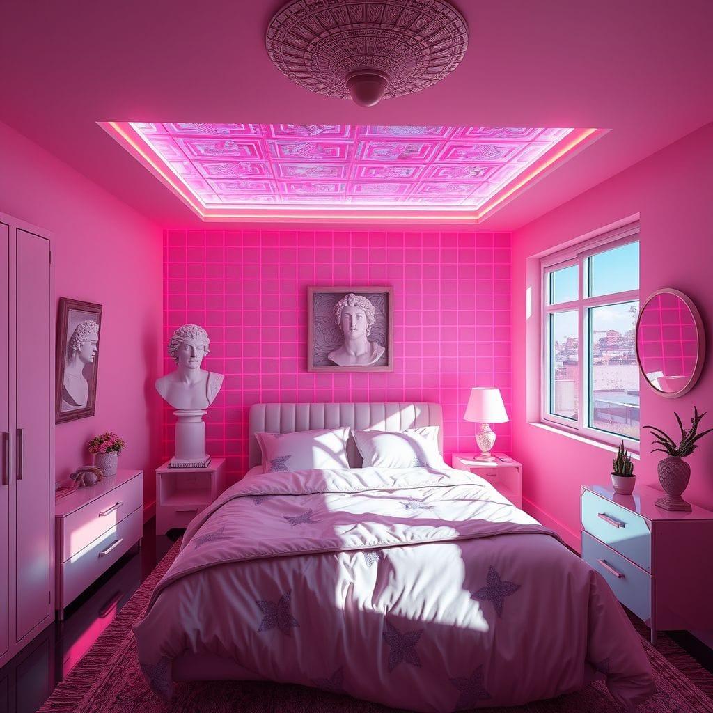 Vaporwave bedroom - AI Generated