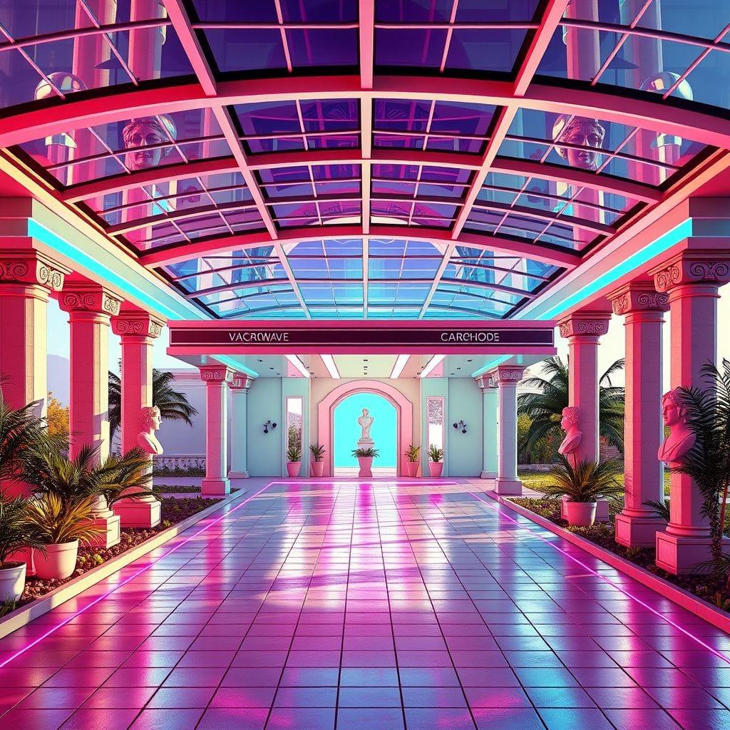 Vaporwave carport - AI Generated