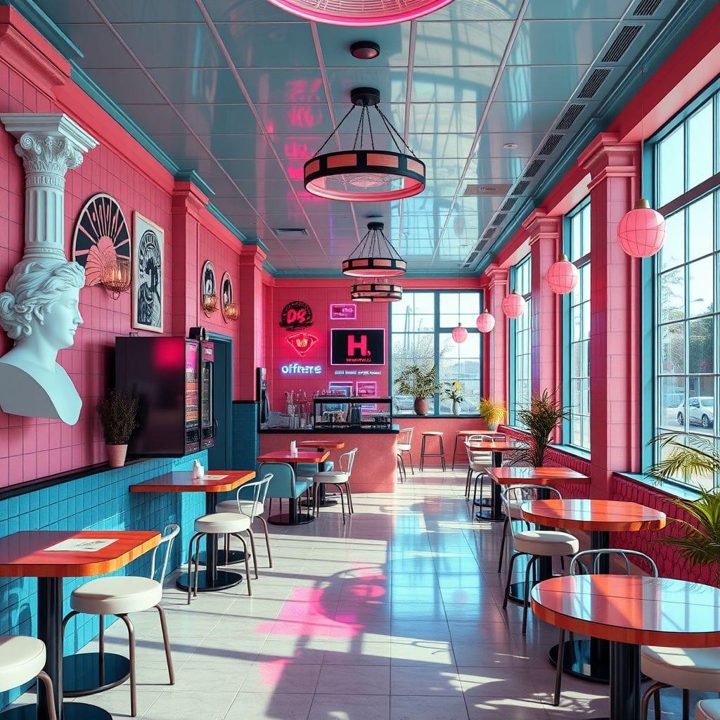 Vaporwave coffee shop - AI Generated