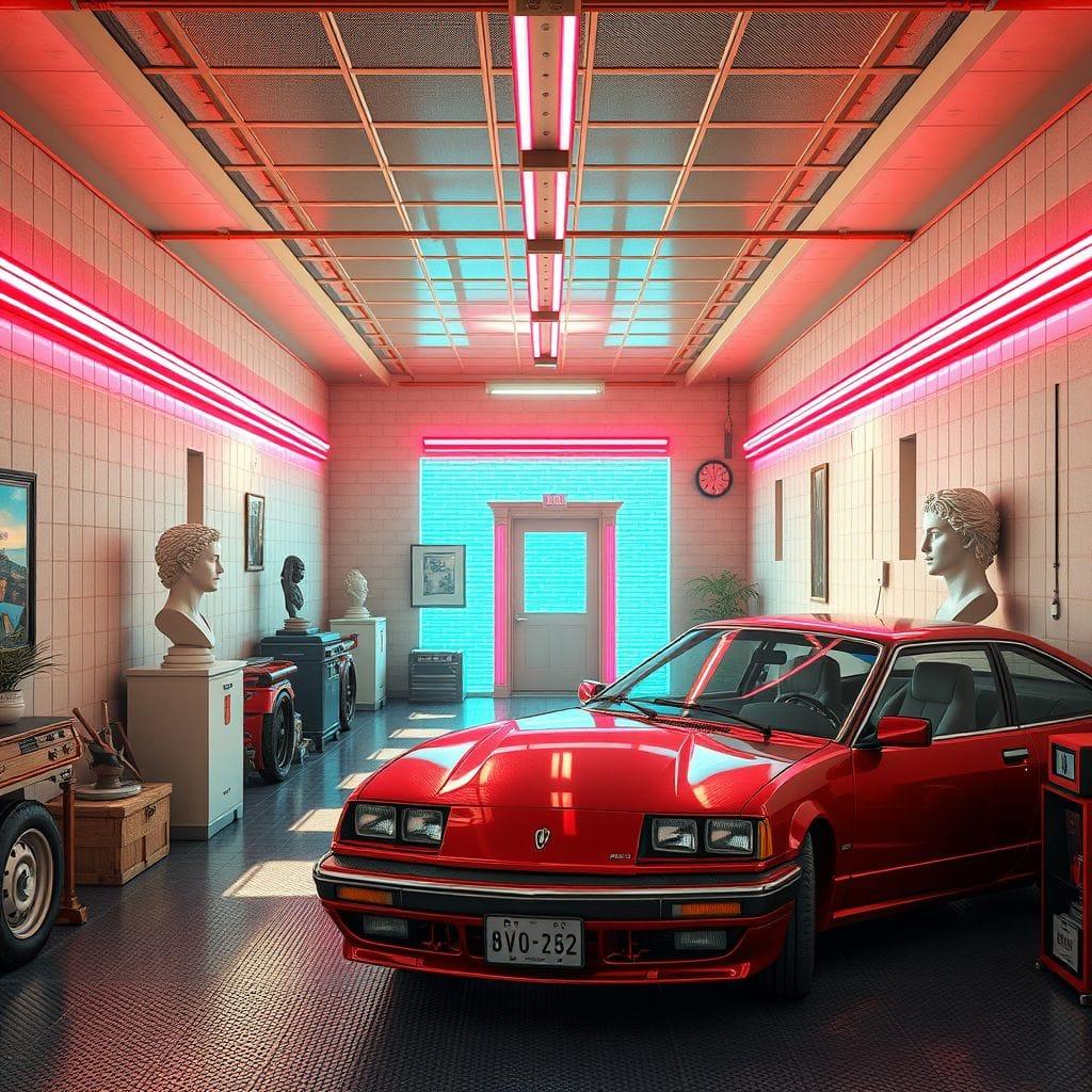 Vaporwave garage - AI Generated