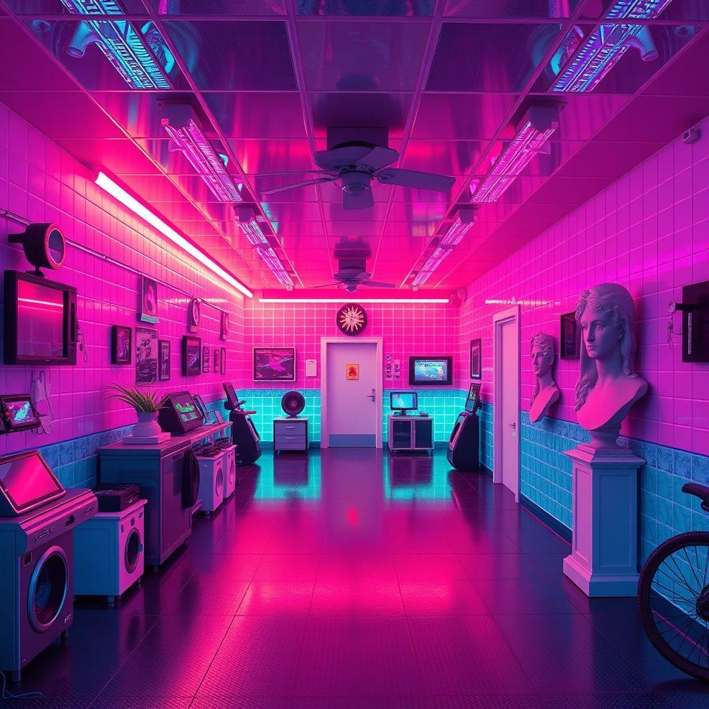 Vaporwave garage - AI Generated