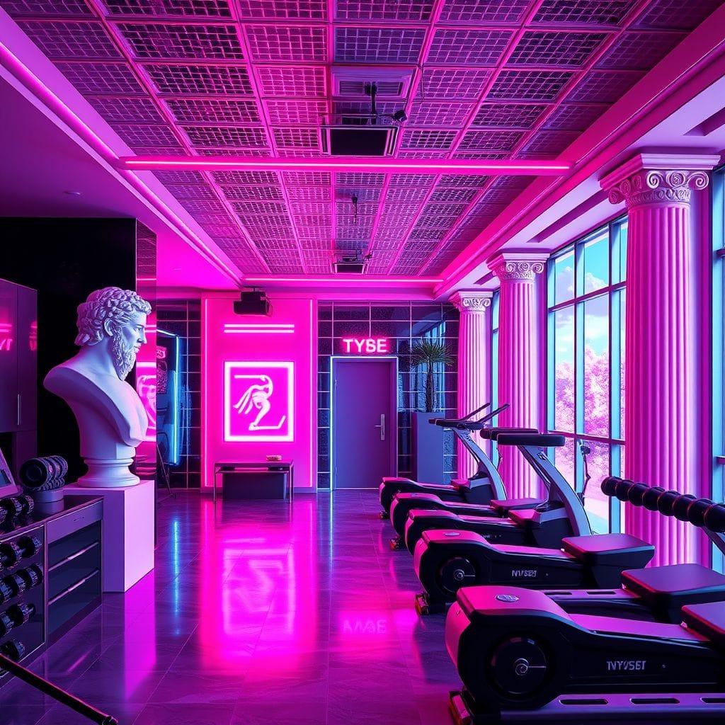 Vaporwave gym - AI Generated