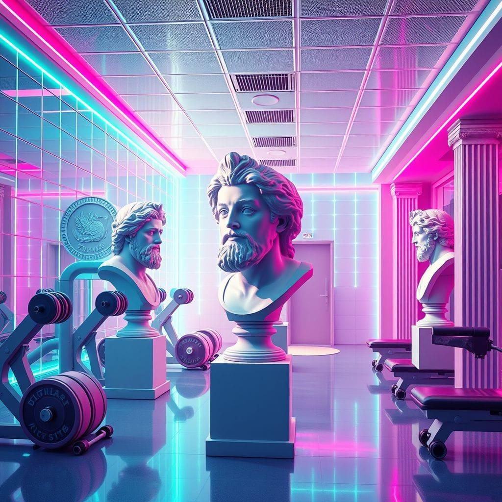 Vaporwave gym - AI Generated