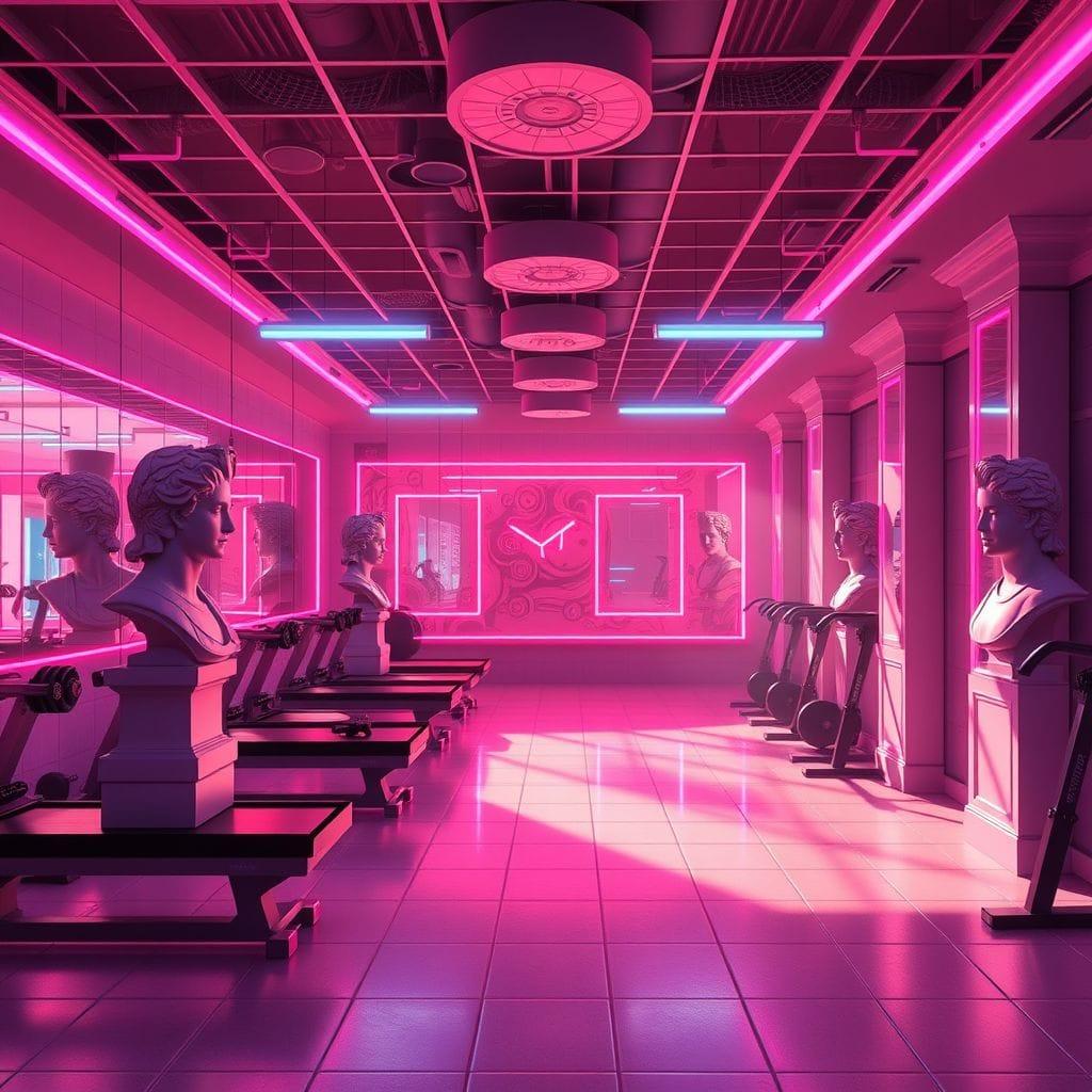 Vaporwave gym - AI Generated