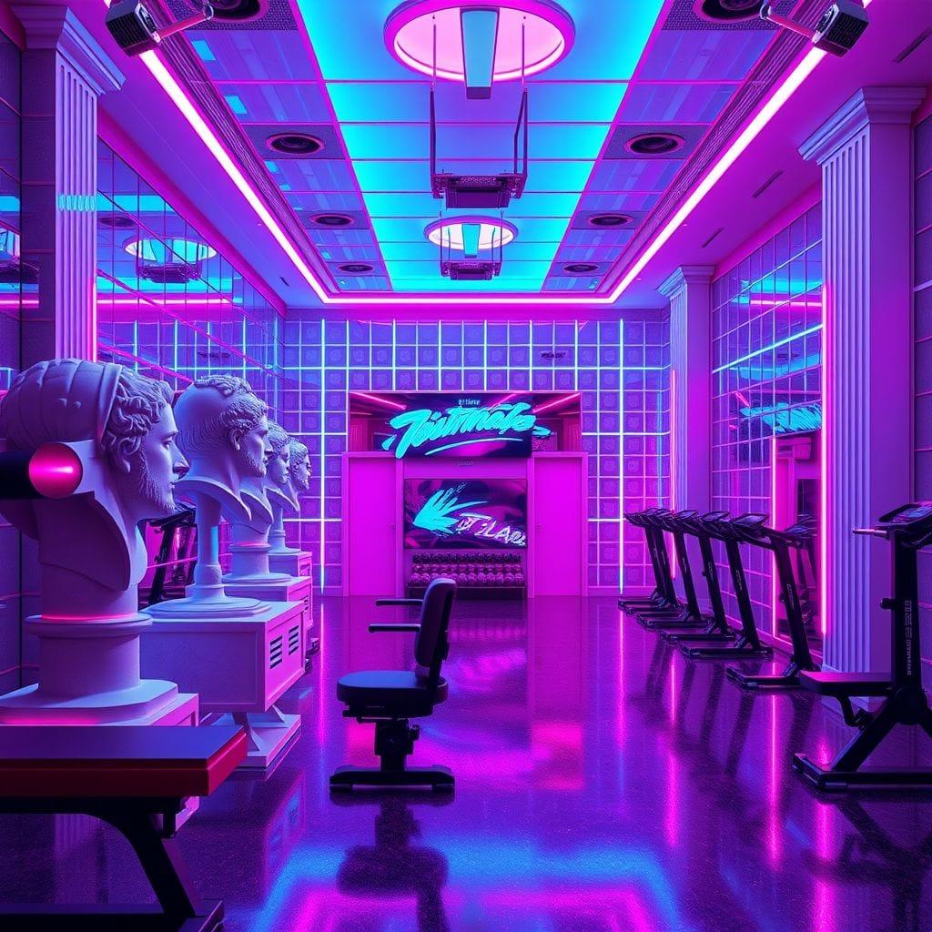 Vaporwave gym - AI Generated