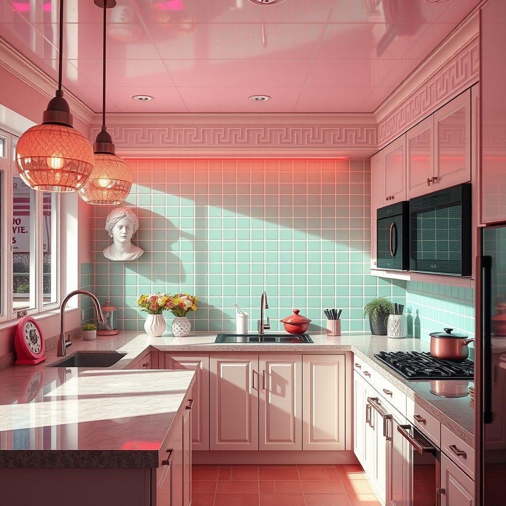 Vaporwave kitchen - AI Generated