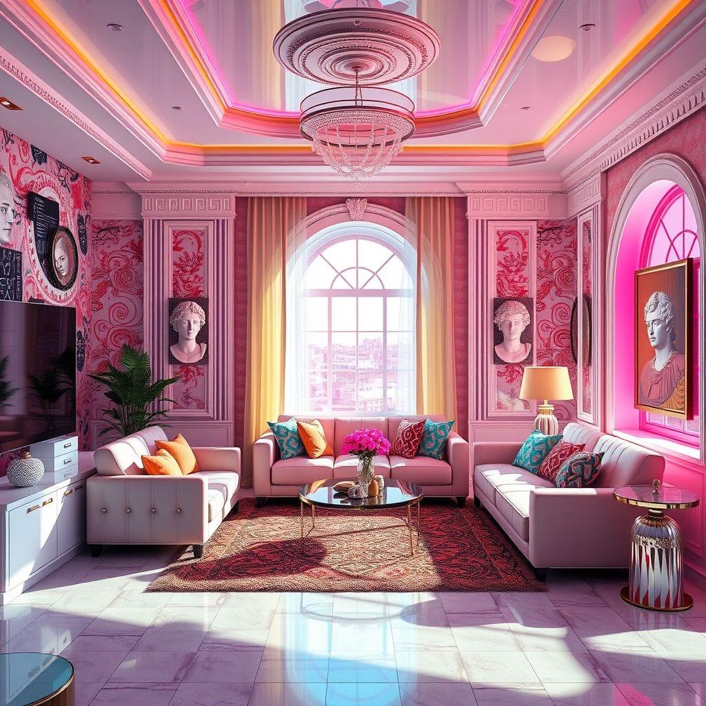 Vaporwave living room - AI Generated