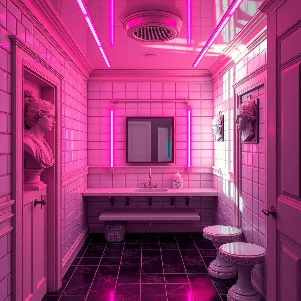 Vaporwave mudroom - AI Generated