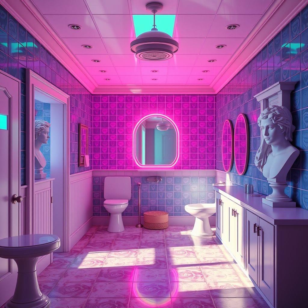 Vaporwave mudroom - AI Generated