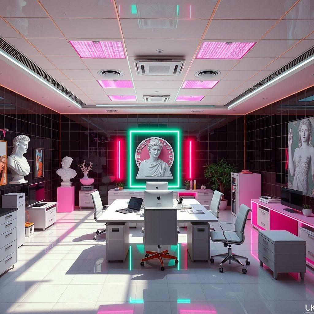 Vaporwave office - AI Generated