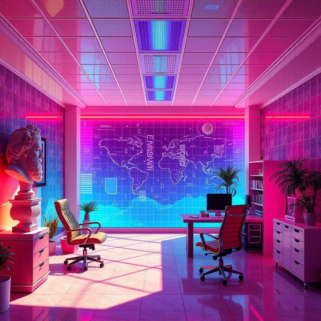 Vaporwave office - AI Generated
