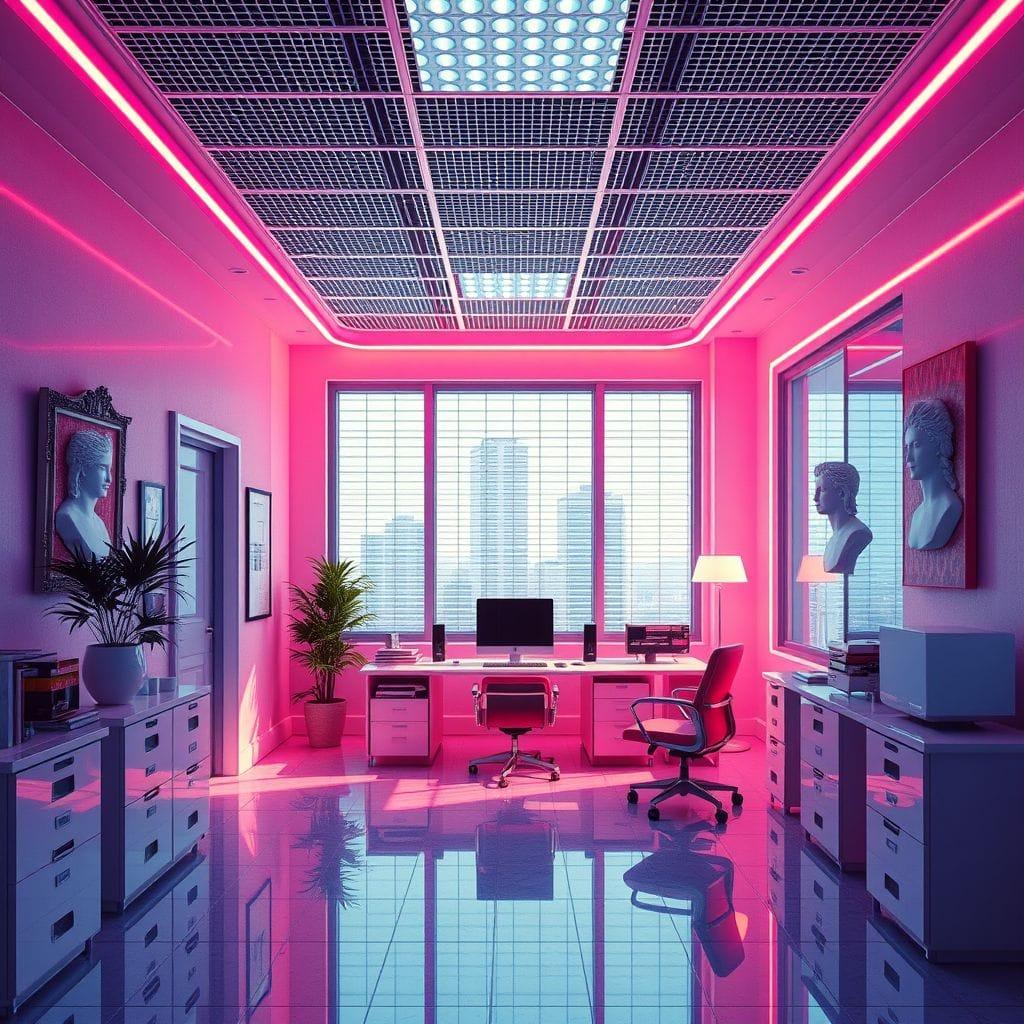 Vaporwave office - AI Generated