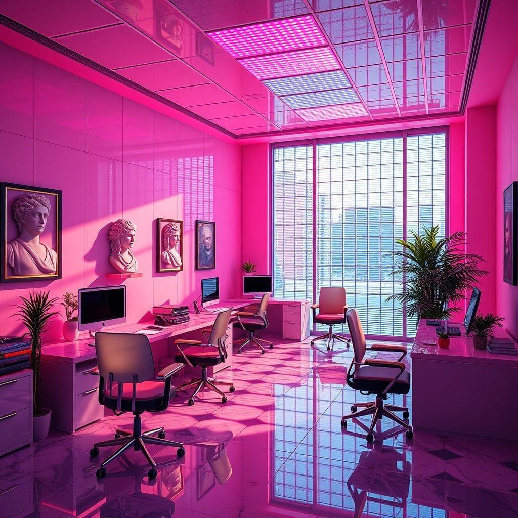 Vaporwave office - AI Generated