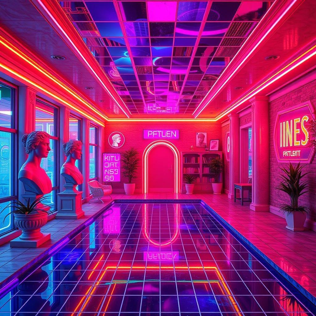 Vaporwave onsen - AI Generated