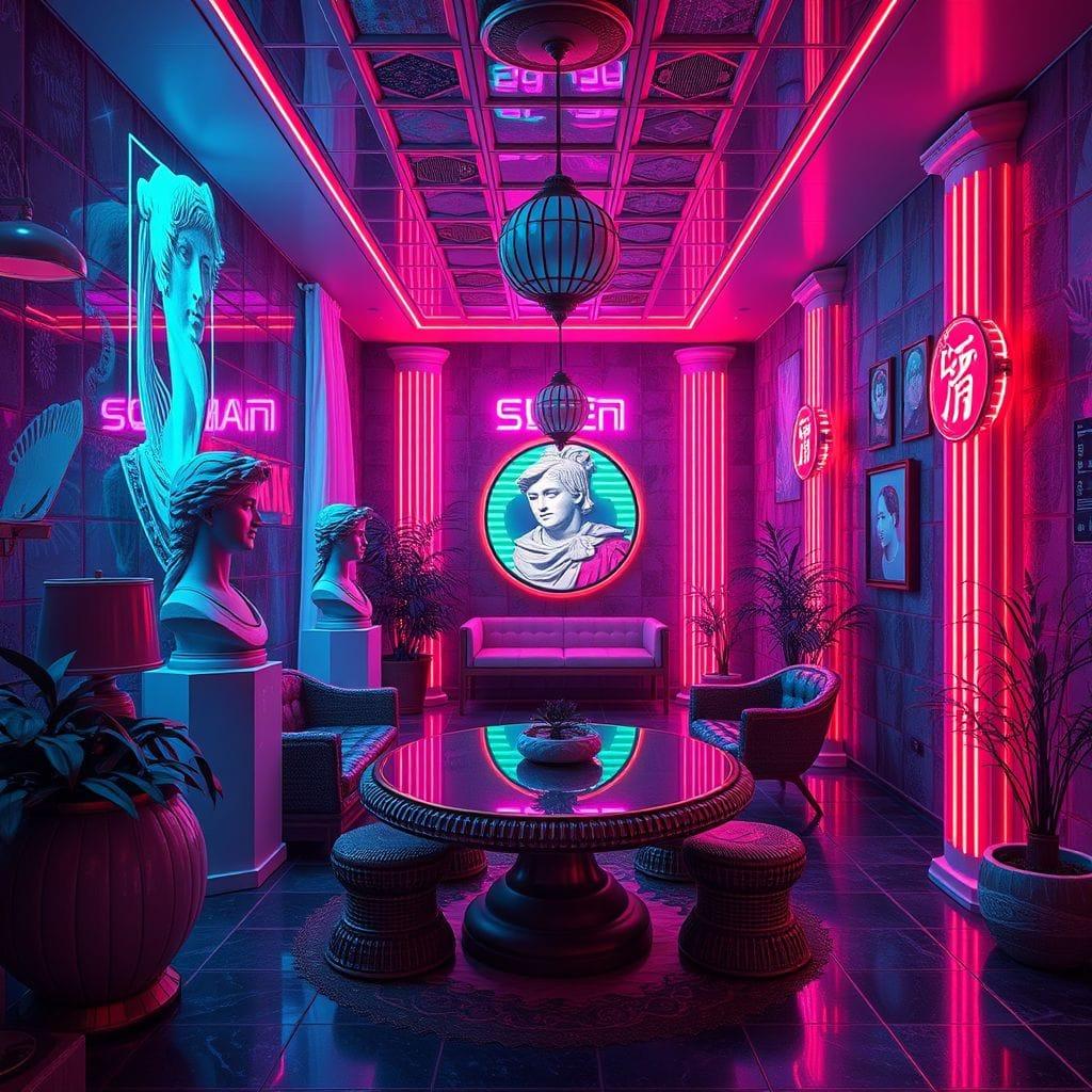 Vaporwave onsen - AI Generated