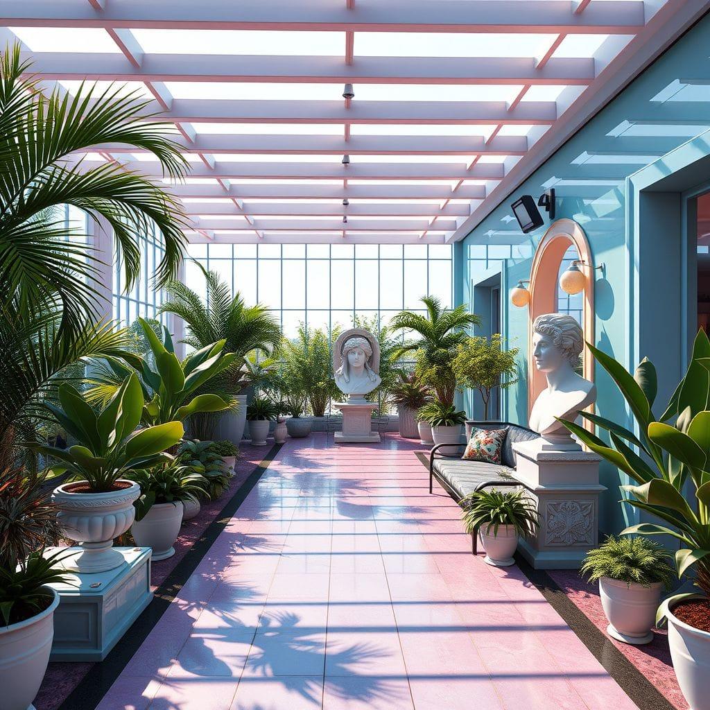 Vaporwave outdoor garden - AI Generated