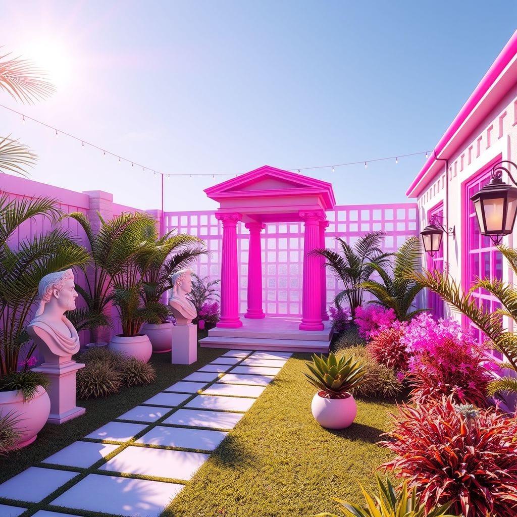 Vaporwave outdoor garden - AI Generated