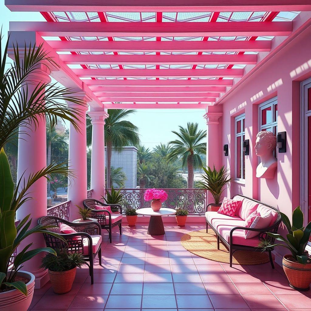 Vaporwave outdoor patio - AI Generated