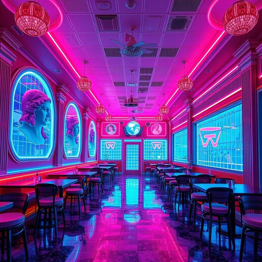 Vaporwave restaurant - AI Generated