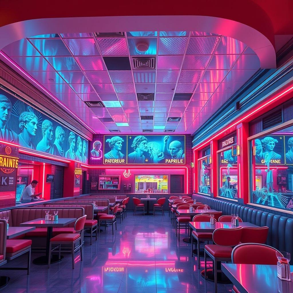 Vaporwave restaurant - AI Generated