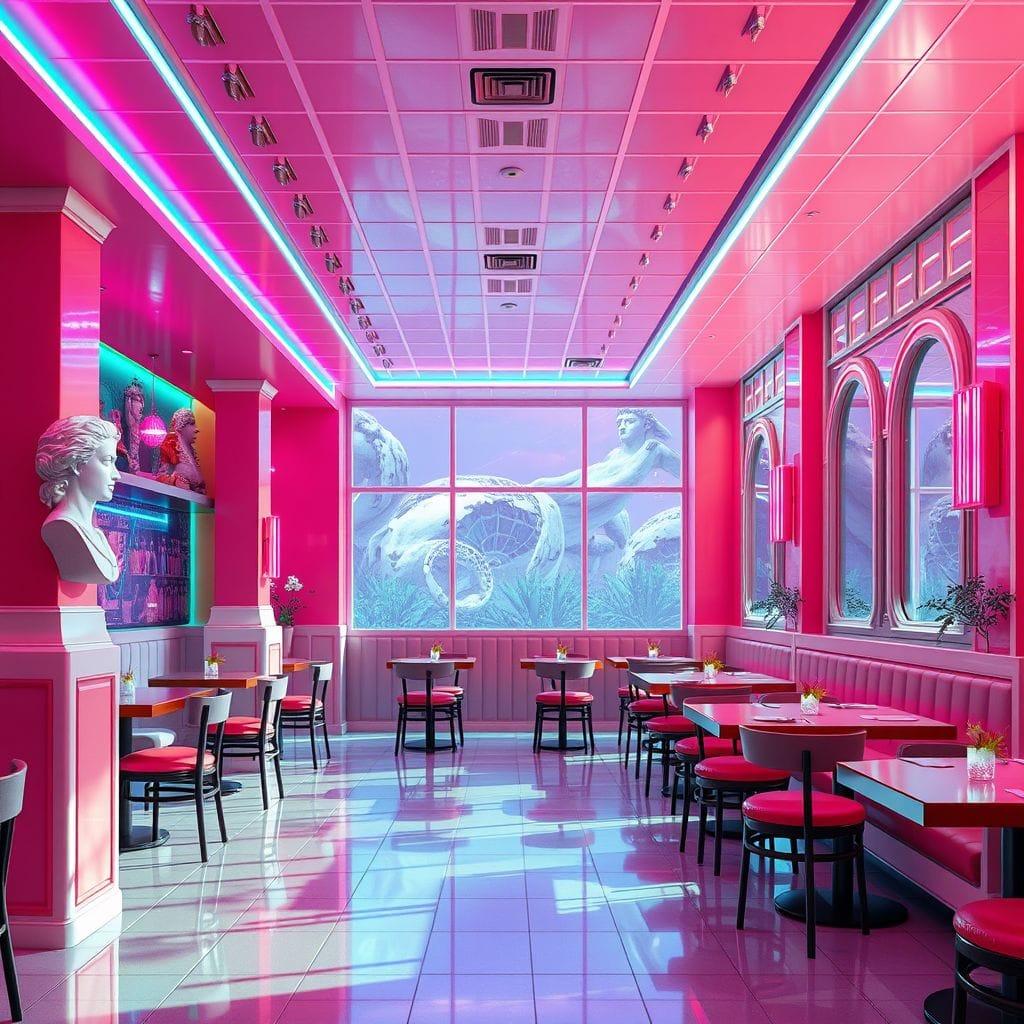 Vaporwave restaurant - AI Generated