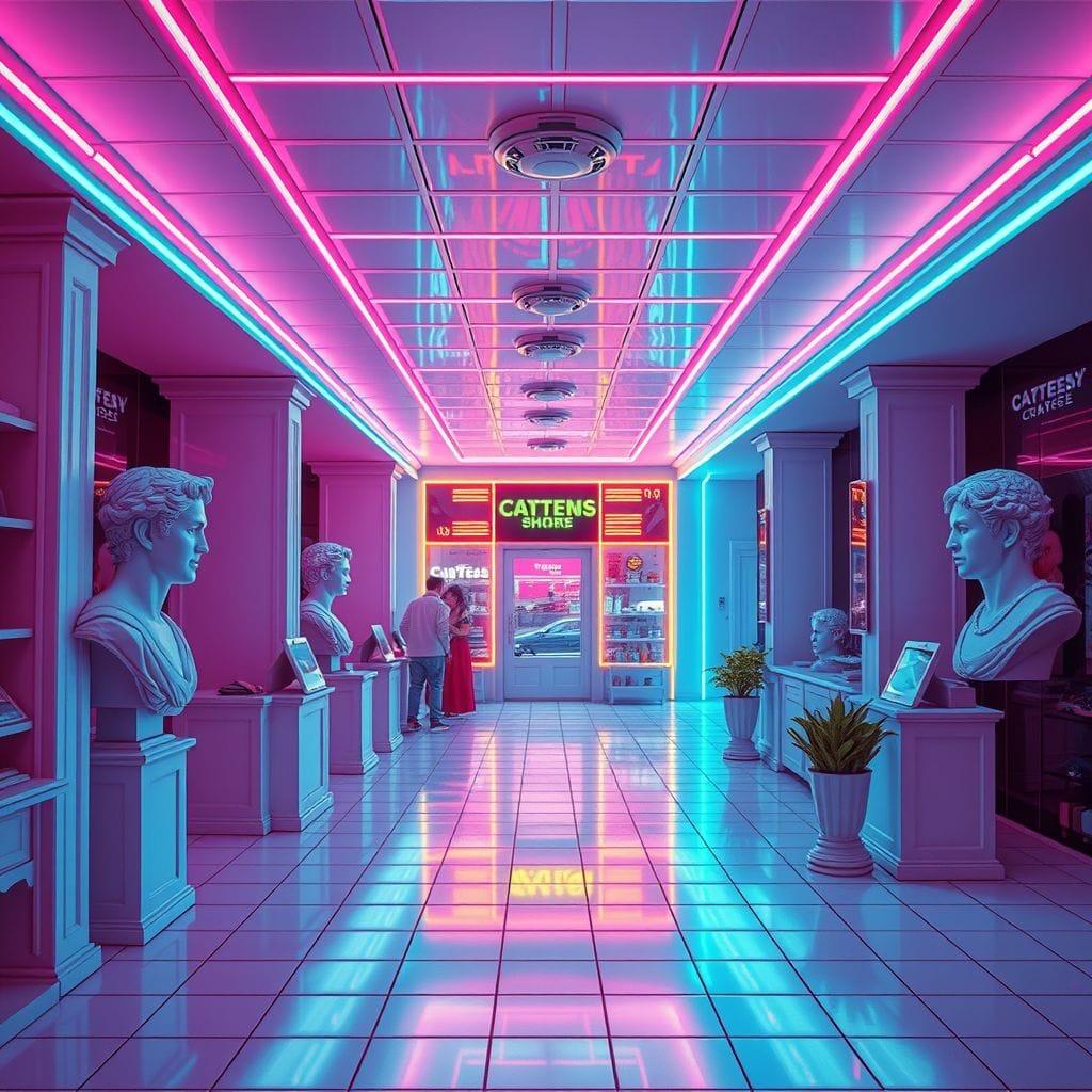 Vaporwave store - AI Generated