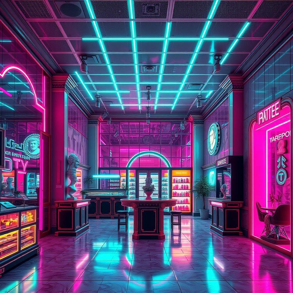 Vaporwave store - AI Generated
