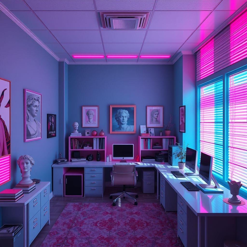 Vaporwave study room - AI Generated