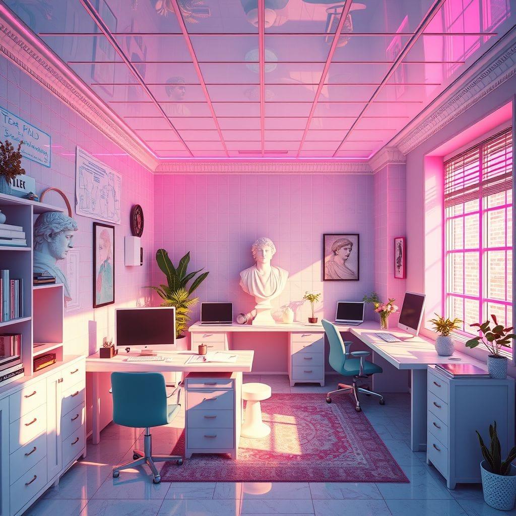 Vaporwave study room - AI Generated